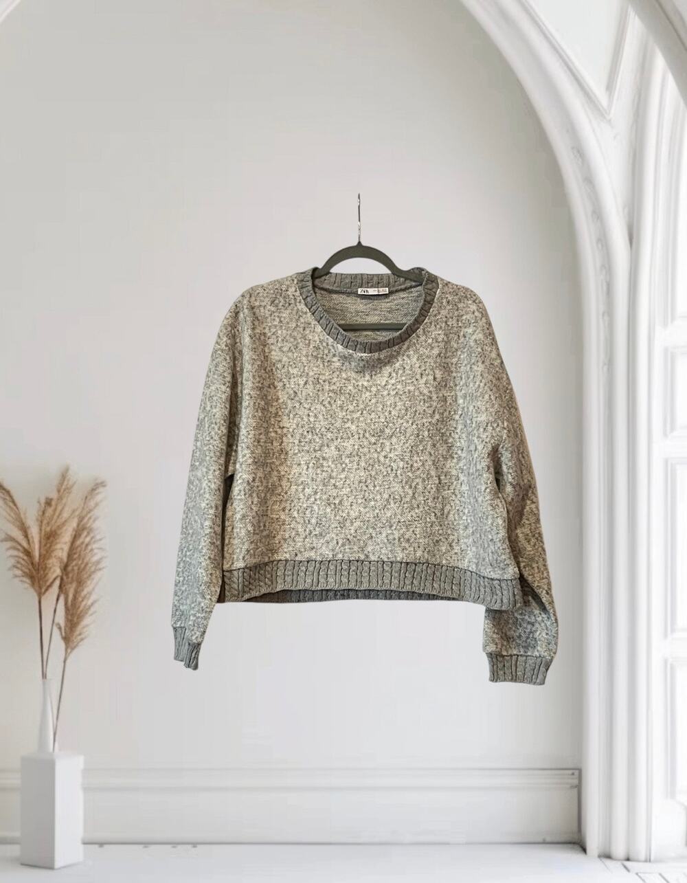Large ZARA Gray Chunky Knit Sweater Size